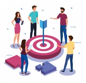 team con un obiettivo comune per un progetto di smart working efficace e di successo è fondamentale lavorare tutti per lo stesso obiettivo